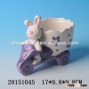 Fabulous design ceramic flower planter,cute flower pot with rabbit figurine