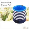 (566) Decorative Home Balcony Round Nursery Bag Simple Design Strips Planter Pot