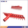 red color riveted grass lawn rake