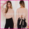 New Design Women Blouse Loose Fit Dolman Long Sleeves Chiffon Fashion Blouse Woman Blouse 2016