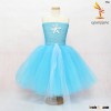 Blue Embroidery Organza Layered Birthday Girls Tutu Dress