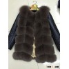 Fashion Outwear Medium-long Vest Fox Fur With Detachable Leather Sleeves Winter Waistcoat Jacket Coa