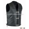 NEW MENS REAL LEATHER BIKER WAISTCOAT/VEST FISH HOOK BUCKLE SIDES LACES BLACK