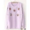 Rabit hair sweater with diamond decoration