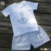 Blue Anchor Printed Shorts Outfits Stripe Custom Baby Boys Handmade Smocked Sets