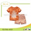 Yingzi cotton children suit cartoon printing short sleeve brown and white streak pants fabric type k