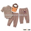 Stripe khaki infant 3 piece outfits cows baby 3pcs sets bibs romper toddle cloth sets kids pajamas s