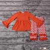 2016 orange color long sleeve cotton blank dress match chevron pants fall clothes girls wholesale bo