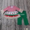 Fastival Christmas Deer Stripes Cotton Lace Wholesale Baby Girl Clothes Set Girl Clothing Children F