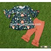 latest design children girls outfits flutter sleeve fox pattern thanksgiving outfits boutique childr