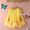 New model girl dress yellow blouse with flowers boutique girl jacket baby girls top design