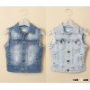2014 summer Europe style baby girls denim vests waistcoats