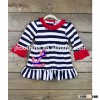 (SM102#striped)2-6Y anchor knit long sleeve navy and white striped dresses