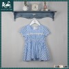 Blue /White Check plaid Cap Sleeve Smocked baby girls Cotton Dress / Smocking Cotton Check Dress for
