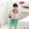 Cute Ruffle Chilren swimwear kids swimsuit green lovely baby Factory Wholesale children swimsuit fan