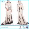 top fashion polyester custom full lined sleeves beige new model dubai abaya with wrap scarf 2016 LCD