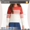 contrast color crew neck long sleeves latest sweater designs for girls with rib cuff