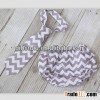 Wholesale baby chevron bloomers tie set gray white chevron cotton diaper cover and neck tie set unde
