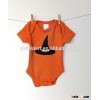 2016 fashionable short sleeve halloween pumpkin baby romper