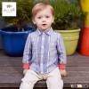 DB3287 dave bella 2016 spring baby boys fashionable tartan cotton baby tops baby shirts