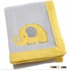 Gray Elephant Time Yellow Applique Warm Fleece Baby Crib Blanket Nursery Bedding