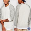 new designed wholesale crewneck sweatshirt men with contrast raglan in grey