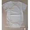 fashion embroidery YKK button short sleeves organic cotton baby onesie