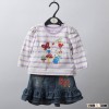 Baby Girls Clothing Sets/Denim skirt and T shirt sets with butterfly applique and embroidery