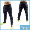 black gym wear pants emblem design fleece bottoms thick fitness pants