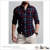 2014 high quality cheap black and red check shirt, cotton check shirt fabric