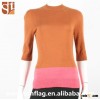 2016 New products Ladies high neck half sleeve jumpers stylish 14g 100%organic cotton plain knitted