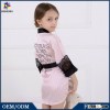 Baby Pink Mother And Daughter Family Dress 3\4 Sleeve Matching Satin Strips Family Robe Pajamas Froc