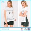 Hot 2016 Women Cotton White T Shirt With Side Slit Custom Digital Printed Clothes