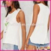 Crew cut asymmetric hem sleeveless women muscle tank tops white muscle t shirt