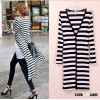 free size new products wholesale knitted long sleeve stripe design cardigan thin sweater designs for