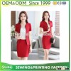 Latest Design Women Office Lady Suits Custom Embroidery Red Work Uniform Suits 2016