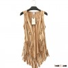 Lady Fashion Open Front Tassel Waistcoat