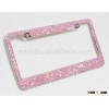 2016 Bling license plate frames Pink diamond crystal license plate frame with scraw cap