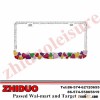OEM 6.2*12.2" Colorful Hearts with Crystal Zinc License Plate Frame