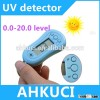 Plastic digital LCD display UV tester keychain, ABS UV meter with timer