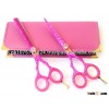 professional pink color black pouch sets printed Barber Scissors