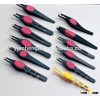 Straight tip eyebrow tweezer with silicon non-slip finger grips