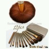 12PCS Make up Brush Set Cosmetic Foundation Blusher Lip Brush Tool with tin box OEM