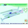 L shape Interdental brush with double color anti-slip with rubber flexible handle