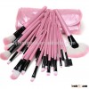 Pink 32pcs wooden handle make up brush cosmetic brushes