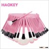 32 PCS Pink Wool custom logo Makeup Brushes Tools Set with PU Leather Case Cosmetic Facial Foundatio