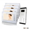 7" Video Intercom Apartment Entry Door Phone System 4 Monitor 1 Doorbell Camera for 4 House In