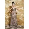 Gorgeous A-line Halter V Neck Chiffon Evening Gown Leopard Party Dresses With Beads