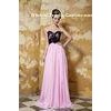 Pink Long Empire Chiffon Lace Womens Party Dresses , Sweetheart Strapless Neckline