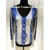 Ladies Serpentine Screen Printing Floral Print Sweater Pullover Long Sleeve V Neck